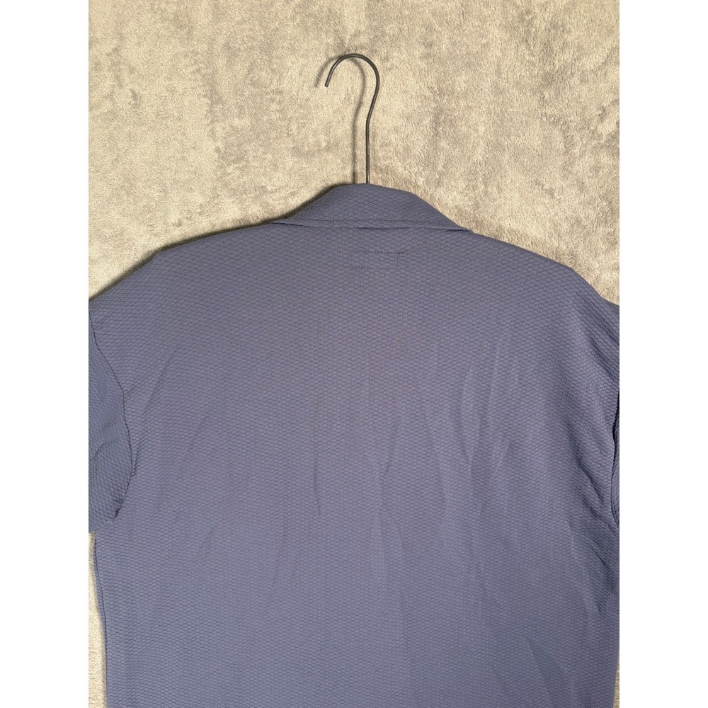 Vintage BC Ethic Mens L Blue Textured Camp Collar Button Up Shirt Loop Collar - Picture 8 of 13